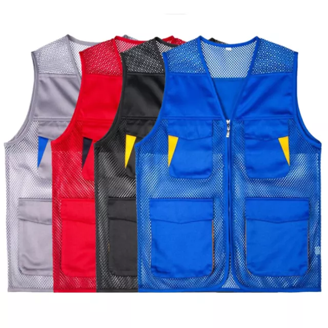 Uomo Donna Rete Utilità Gilet Giacca da Lavoro Canotta Gilet Multi Tasca