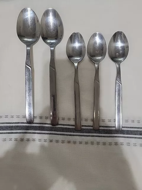 5 Cambridge PAIGE SAND Stainless Frosted Handle Satin Silverware Spoons