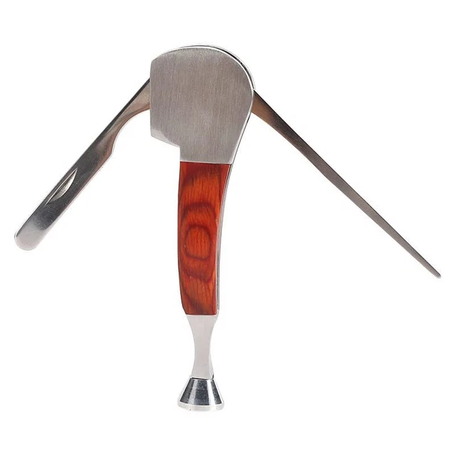 3 in 1 Tamper Reamer & Pick Set Stainless Steel and Rosewood Scraper Nozz...