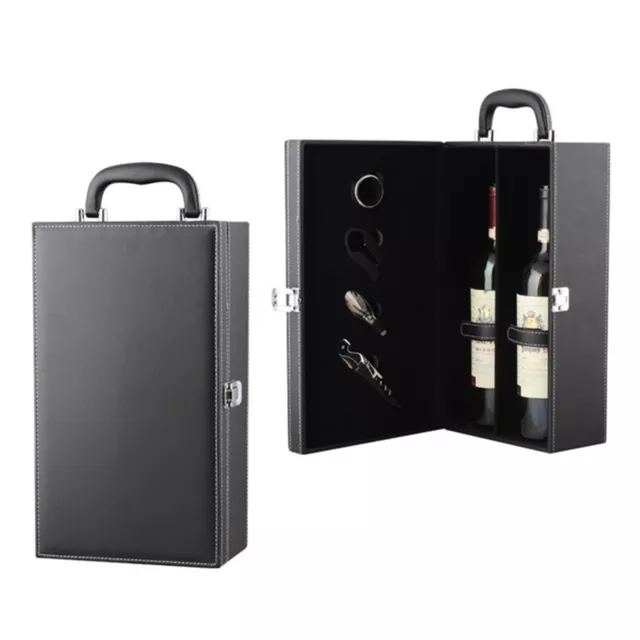 Black PU Leather Vintage Wine Champagne Bottle Holder Gift Case