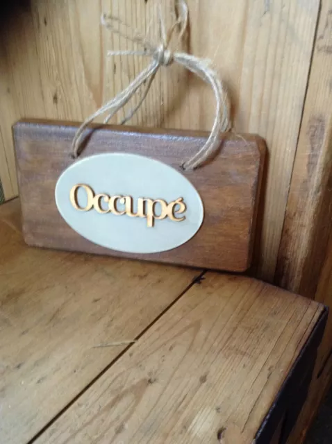 French Vintage Style Wooden Door Hanger with word on each side .