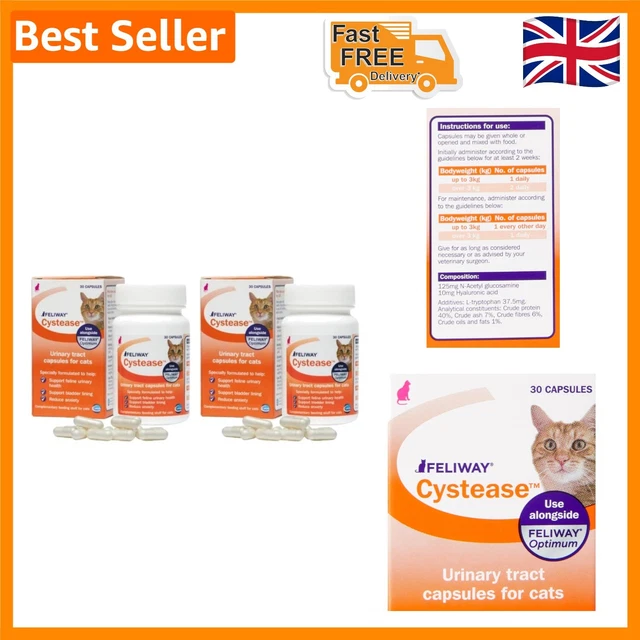 CYSTEASE CAPSULES FOR Cats - Stress Relief & Bladder Support, Pack of 2 ...