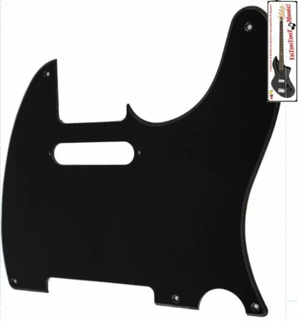 NEW PICKGUARD TELECASTER black 1 ply - 8 trous - pour guitare télé