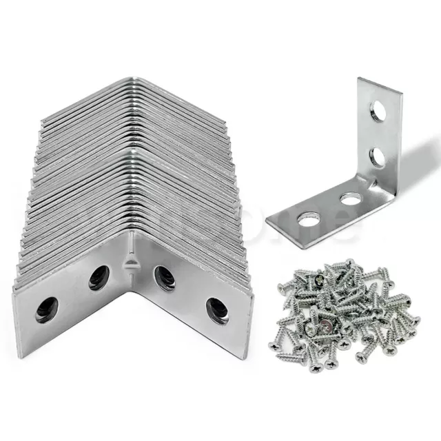 32Pcs x 128 Screws L Shape Angle Corner Bracket Galvanized Fixing & Repairing