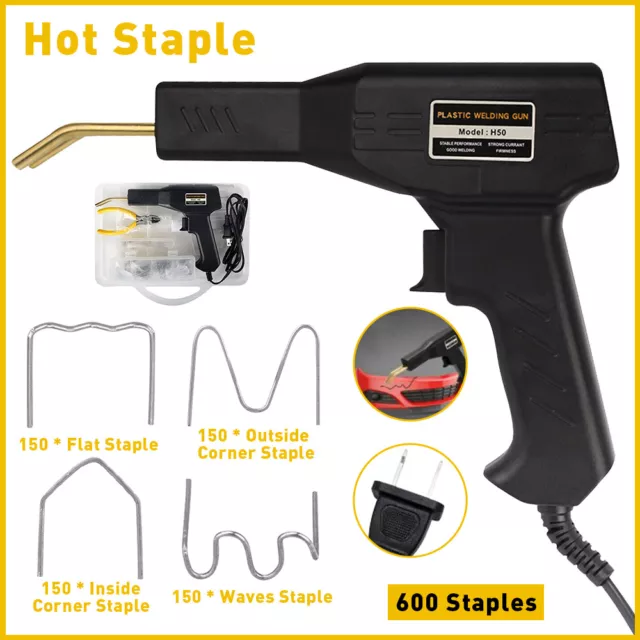 Plastic Repair Hot Stapler Gun Car Bumper Welding Welder Machine Kit 600 Staples