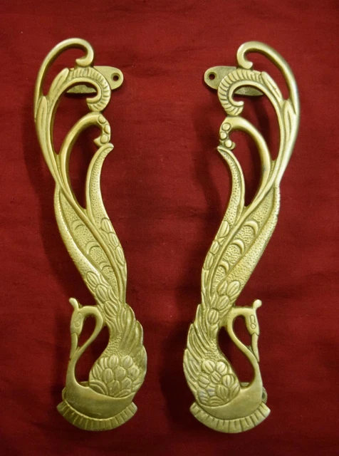 Peacock Design Handle Pair Solid Brass Handmade Home Front Door Decor Gift VR224