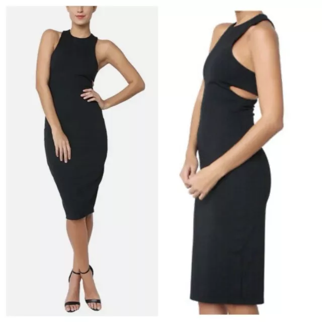 T by Alexander Wang Ponte Bandeau Cutout Dress Black