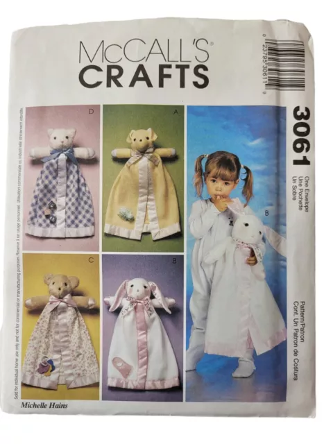 McCalls Crafts Pattern Uncut #3061 Blanket Buddies 14 pieces