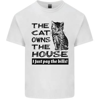 The Cat Owns the House Funny Kitten Mens Cotton T-Shirt Tee Top