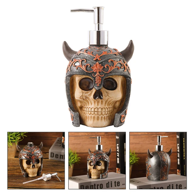 Botella de cráneo resina calavera dispensador de bomba calavera botella de champú