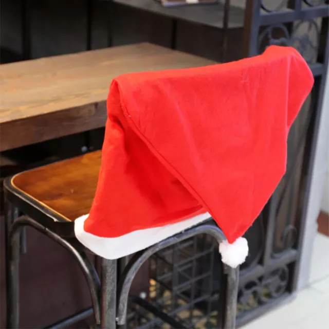 Christmas Red Seat Cover Chair Protector Santa Claus Hat New Year Party Supplies