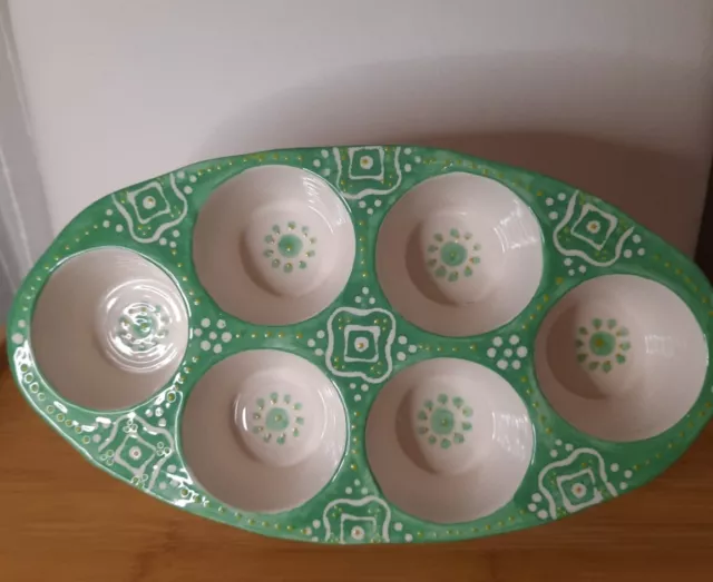 Anthropologie Ceramic Muffin Pan Maelle Pattern Green Pink And