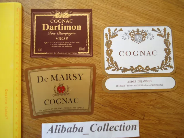 Lotto 3 Etichette Cognac Dartimon Dejammes Da Marsy Napoleone Champagne