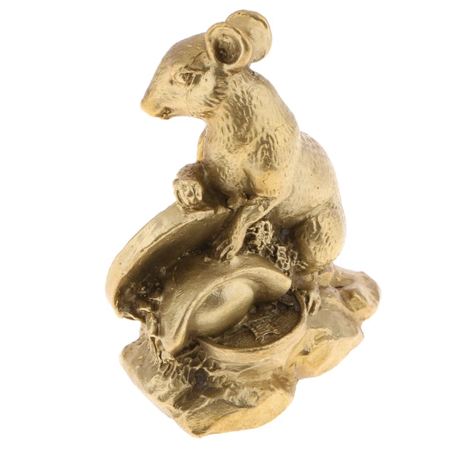 Retro Chinese Feng Shui Statue Ornaments Shengxiao  Rat Lucky Charm