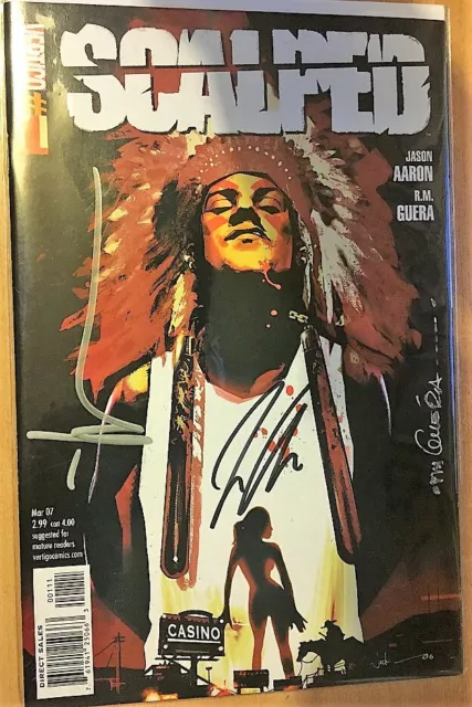 Vertigo Scalped #1 Signed by Aaron, Jock and Guera. So collectible!!