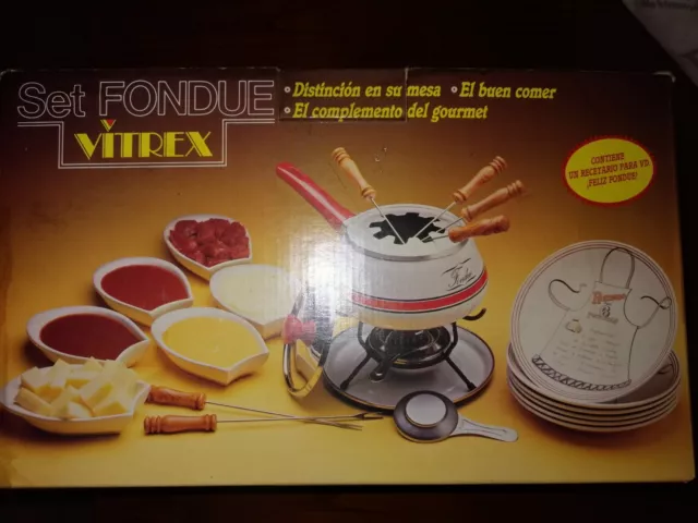 Set de fondue años 80, marca VITREX a estrenar