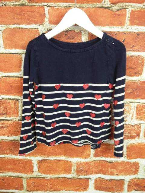Maglietta Pullover Jeans Ragazze Età 4-5 Anni 100% Gap Jeans Stelle Cuori Marina 110Cm 4