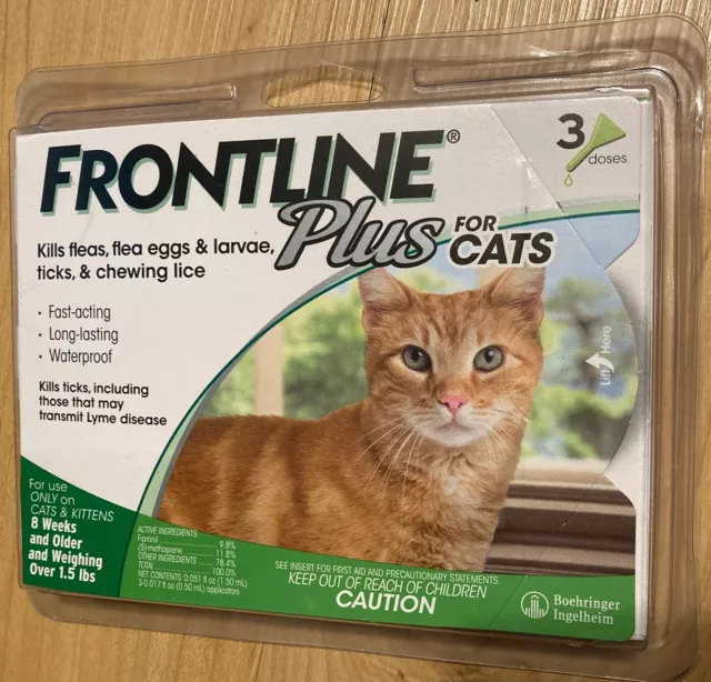 SALE! NEW Frontline Plus CATS 🐈 3 DOSE Authentic Flea + Tick Treatment EPA OK’d