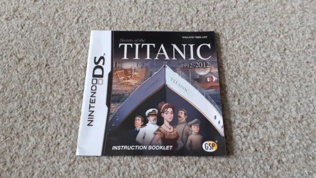 Nintendo ds booklet instructions manual titanic 1912 - 2012