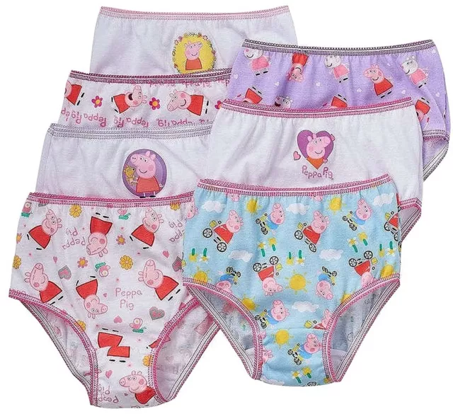 Peppa Pig Little Girls Panties 7 PAIR of Underwear Briefs Size 2T-3T, 4T