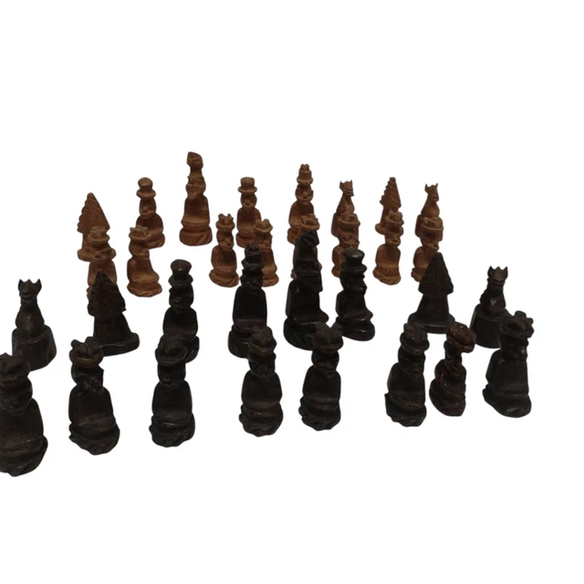 HAND CARVED WOOD 32 Piece Chess Set 14.99 - PicClick UK