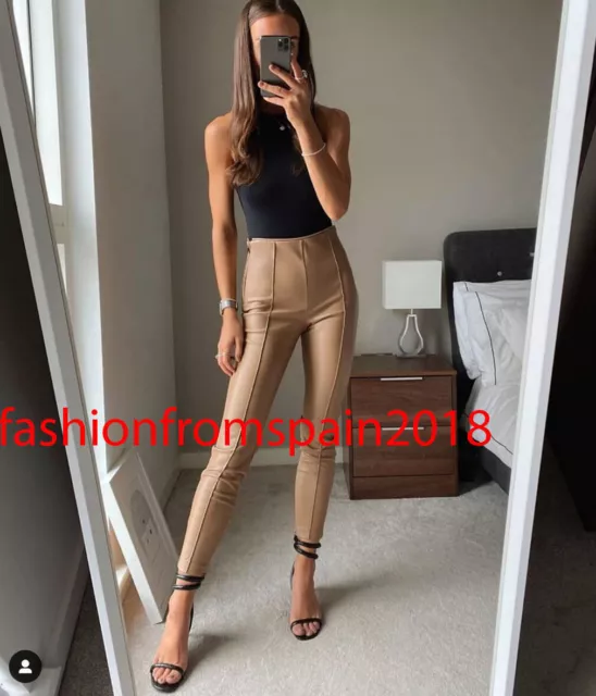 ZARA NEW WOMAN Mid-Waist Faux Leather Leggings Pant Camel Xs-Xxl 7102/260  $37.89 - PicClick