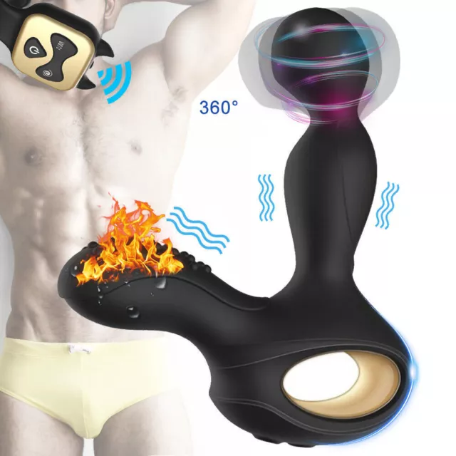 Rotating-Anal-Butt-Plug-Vibrator-Prostate-Massager-Dildo-Toys-For-Men-Women