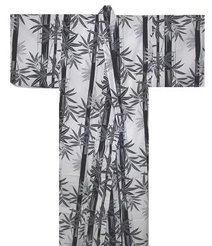 Japanese Yukata Kimono Robe Women 58" Cotton "TAKE" Bamboo Stripe Made in Japan