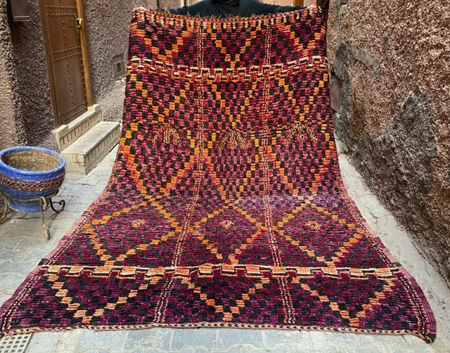 Authentic Hand Knotted Vintage Morocco Wool Area Rug 6 x10 FT PINK Berber carpet Authentic Hand Knotted Vintage Morocco Wool Area Rug 6 x10 FT PINK Berber carpet