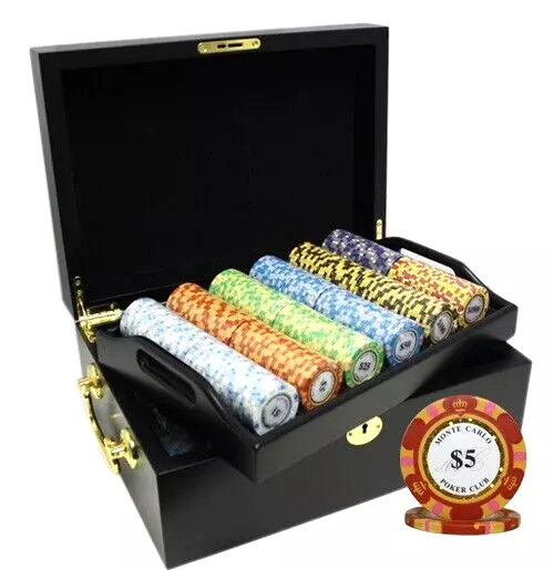 Mrc Poker 500Pcs 14G Monte Carlo Poker Club Poker Chips Set With Mahogany Case