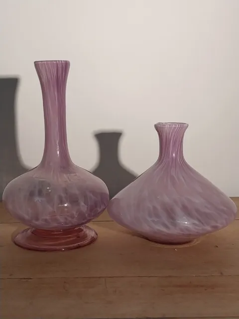Pair of lovely Murano style white crystal hand made Italian vases