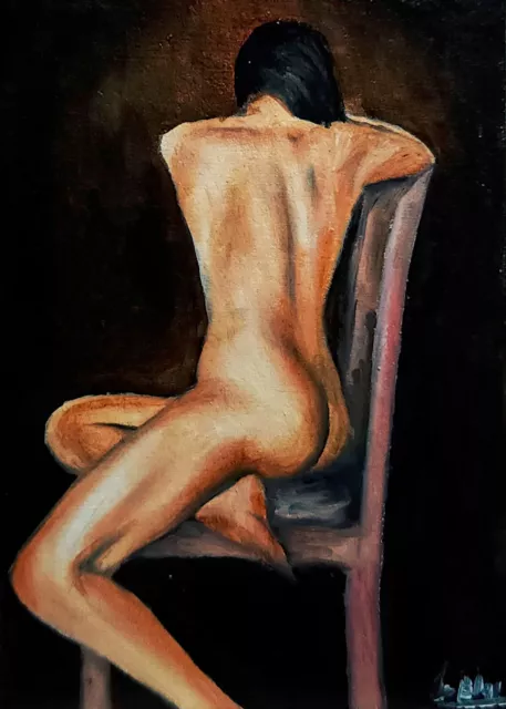 ACEO Original Oil Hand Painting Pin-up nude Female Portrait Realistic Art Signed