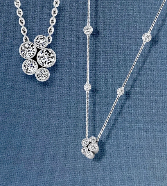 18ct White Gold Diamond Necklace 1.25ct Bubble Pendant By The Yard One Carat + 18ct White Gold Diamond Necklace 1.25ct Bubble Pendant By The Yard One Carat +