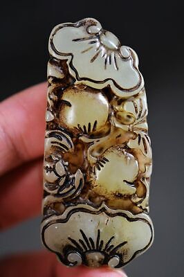 Exquisite Chinese Old Jade Hand Carved *Ruyi* Pendant Z2