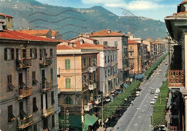 Cartolina La Spezia Corso Cavour dall'alto 1980 grinze