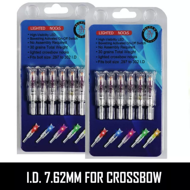 2 Packs (6Pcs/Pack) Purple Crossbow Arrow Lighted Nocks Fits Bolts Size 297-302