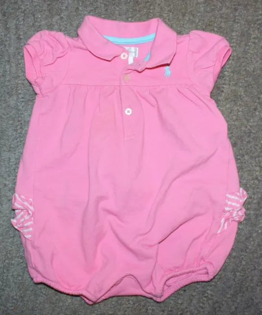 Ralph Lauren Baby Girls Pink One-Piece Romper - Size 9 Months - EUC
