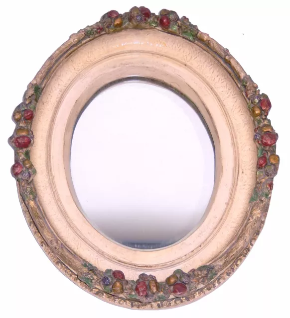 Vintage Fruit Picture Frame Ornate Mirror OVAL High Relief