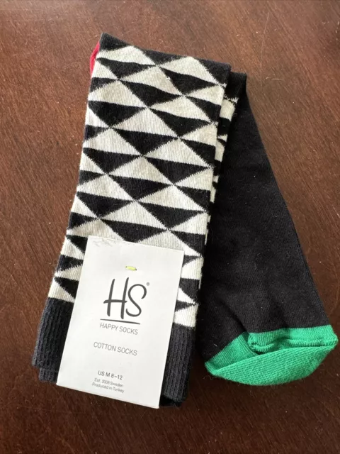 Happy Socks Size 10-13 Mens Shoe Size 8-12 1-Pair Crew Socks New