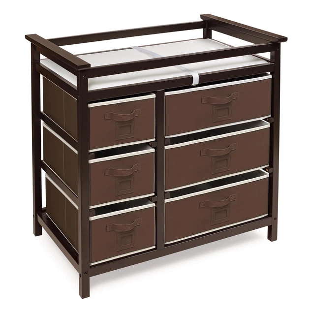 NEW Modern Baby Unisex Changing Table with Six Baskets Includes Pad FROM USA 2