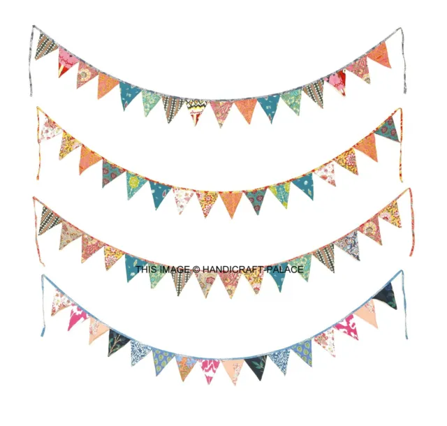 Double Sided Fabric Bunting Wedding- Shabby Chic Handmade Vintage Bunting 10ft
