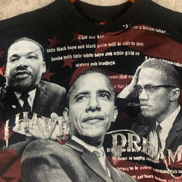 Obama Shirt Mens Medium Black Martin Luther King MLK Malcom X Dreams Come True