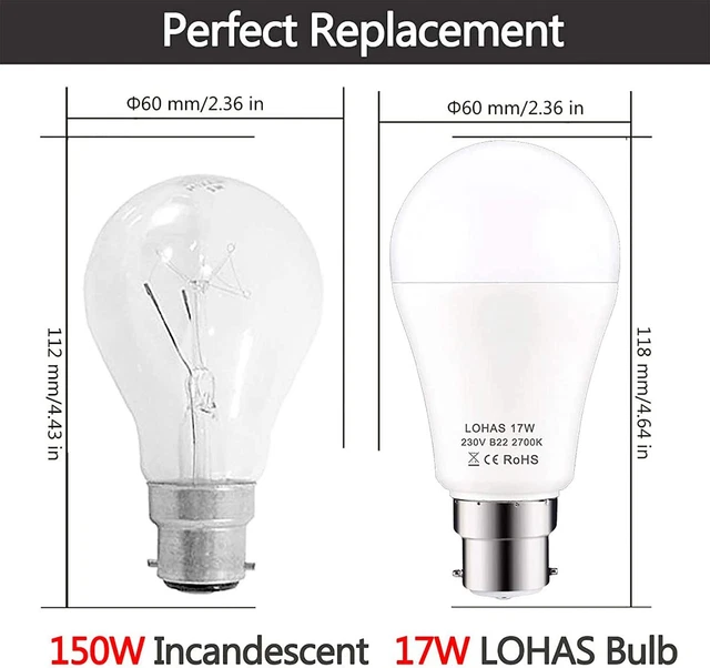 B22 LED Glühbirnen 17W LOHAS A60 B22 Bajonett Lampe Äquivalent 150W Glühlampe 2