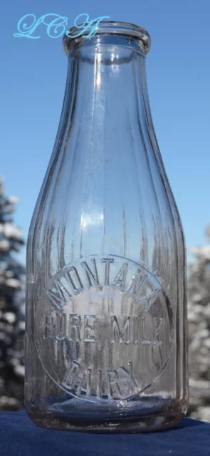 QUART embossed MONTANA Pure Milk DAIRY light amethyst antique Butte Mont bottle