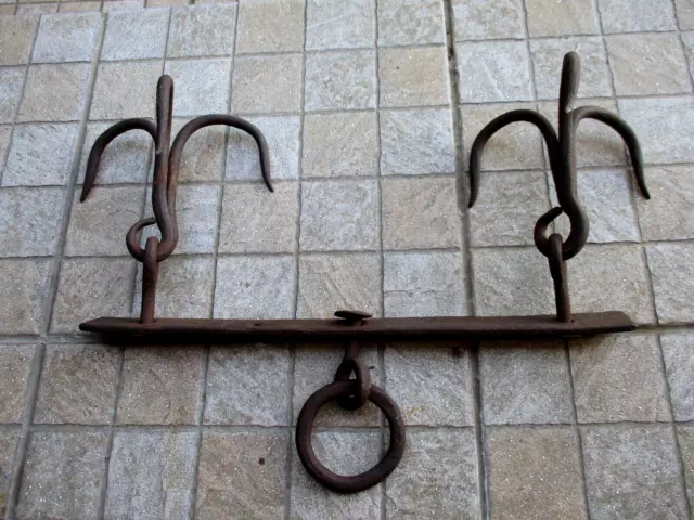 Vintage Handmade Steel 2x3 Claws Double Old Grappling Maritime Hook Hanger Tool