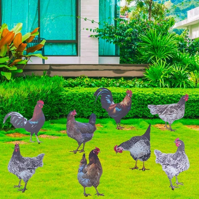 Yard Art Decor Sculptures Chicken Decorations Garden Ornaments Rooster Statues