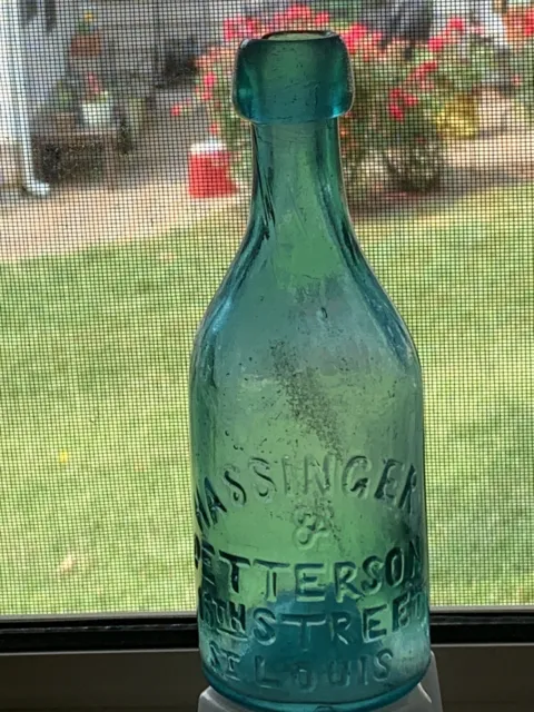 1850s Hassinger & Petterson 15th Street St Louis Pontil Blob Top Soda Bottle