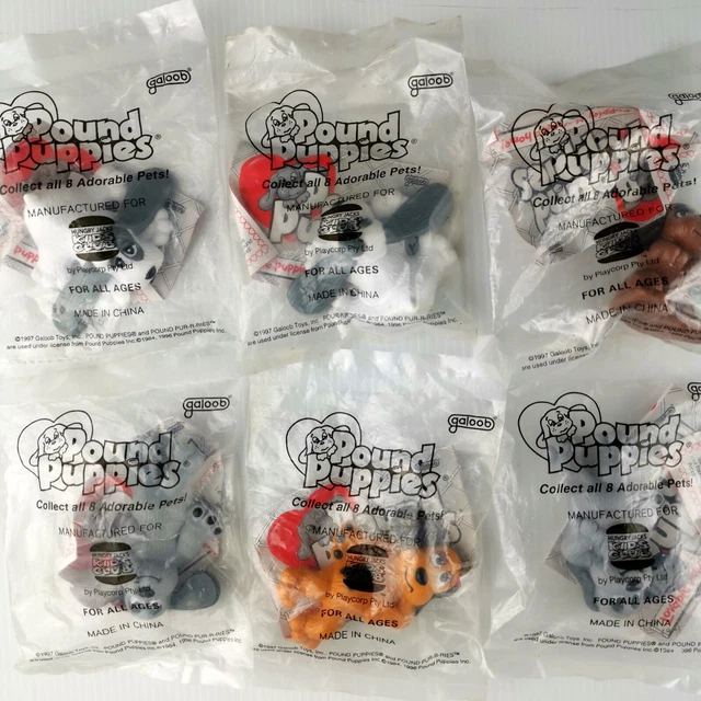 VTG X6 HUNGRY Jacks Kids Club Sealed Meal Toys Pound Puppies (Galoob