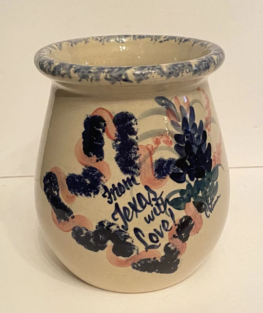 MARSHALL POTTERY YESTERYEARS From Texas With Love Stoneware Crock 15.