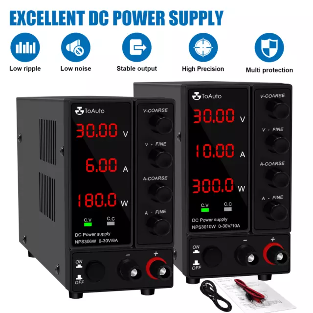 Adjustable DC Power Supply 30V 10A/6A Precision LED Digital Variable Switching